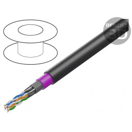 Cablu S/FTP Cat7 50m Negru 23AWG OFC