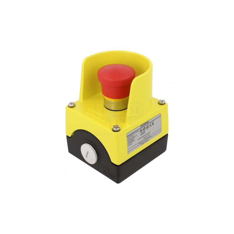Casetă de comandă cu 1 buton cap ciupercă IP67 | Electronic-mag.ro | Componente Electronice