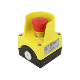 Casetă de comandă cu 1 buton cap ciupercă IP67 | Electronic-mag.ro | Componente Electronice