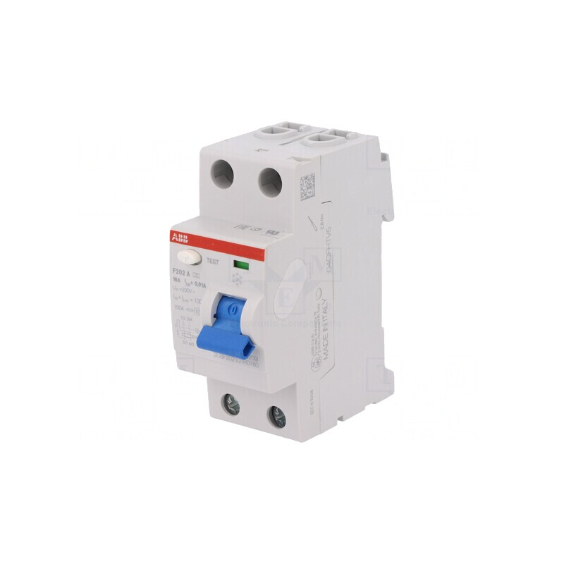 Întrerupător diferenţial Inom: 16A Ires: 10mA Poli: 2 400VAC, 2CSF202101R0160 | Electronic-mag.ro | Componente Electronice