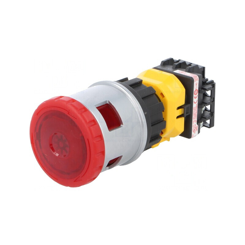 Comutator de Siguranță cu LED Roșu 24V 30mm 2NC | Electronic-mag.ro | Componente Electronice