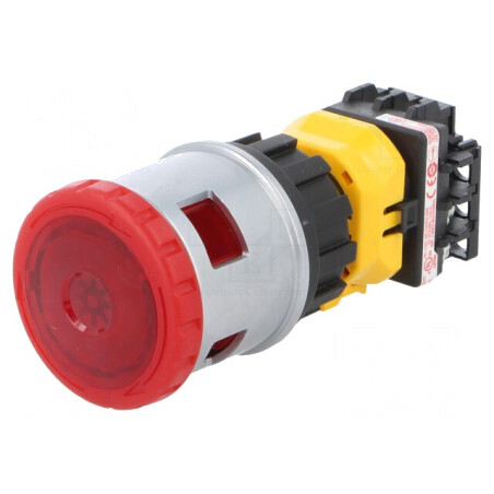 Comutator de Siguranță cu LED Roșu 24V 30mm 2NC | Electronic-mag.ro | Componente Electronice