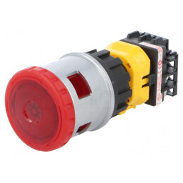 Comutator de Siguranță cu LED Roșu 24V 30mm 2NC | Electronic-mag.ro | Componente Electronice