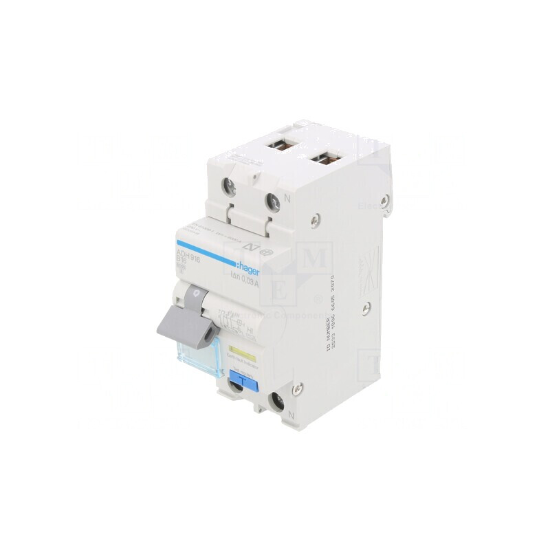 Întrerupător RCBO 16A 30mA 1P+N 240VAC IP20 | Electronic-mag.ro | Componente Electronice