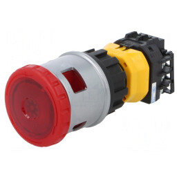 Comutator Siguranță 30mm cu LED Roșu 24V | Electronic-mag.ro | Componente Electronice