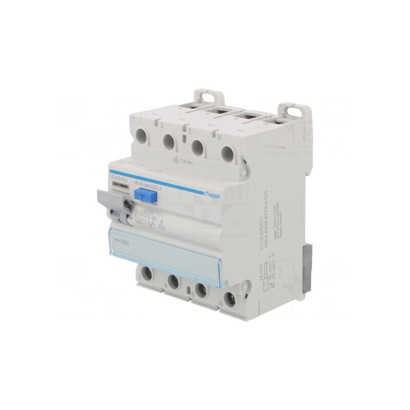 Întrerupător diferenţial 40A 30mA 3P+N IP20 | Electronic-mag.ro | Componente Electronice