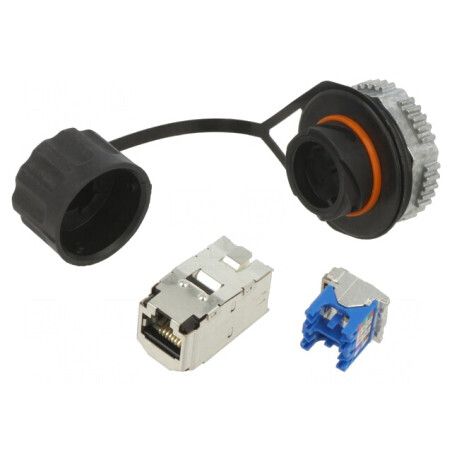 Soclu RJ45 Ecranat Cat 6a IP67 8p8c | Electronic-mag.ro | Componente Electronice