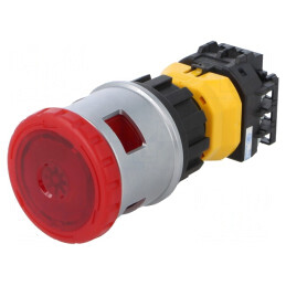 Comutator de Siguranță 30mm cu LED Roșu 24V 2 NC