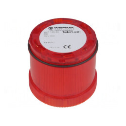 Semnalizator LED Roșu 24V IP65 Ø70x65.5mm | Electronic-mag.ro | Componente Electronice