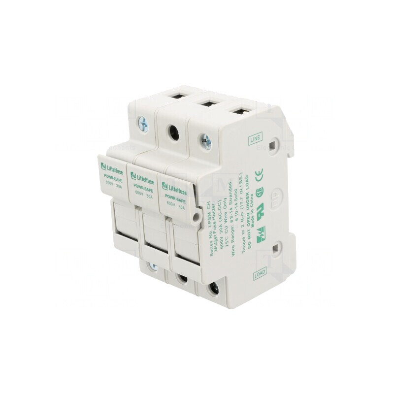 Clemă siguranțe cilindrice 10x38mm pentru șină DIN 30A 600V | Electronic-mag.ro | Componente Electronice