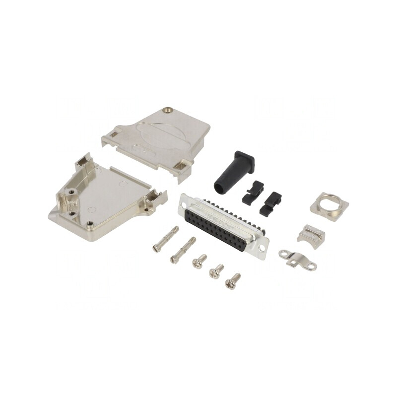 Conector D-Sub 25 Pin Mamă Unghi 45° cu Șurub pe Cablu | Electronic-mag.ro | Componente Electronice
