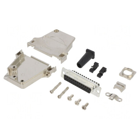 Conector D-Sub 25 Pin Mamă Unghi 45° cu Șurub pe Cablu | Electronic-mag.ro | Componente Electronice