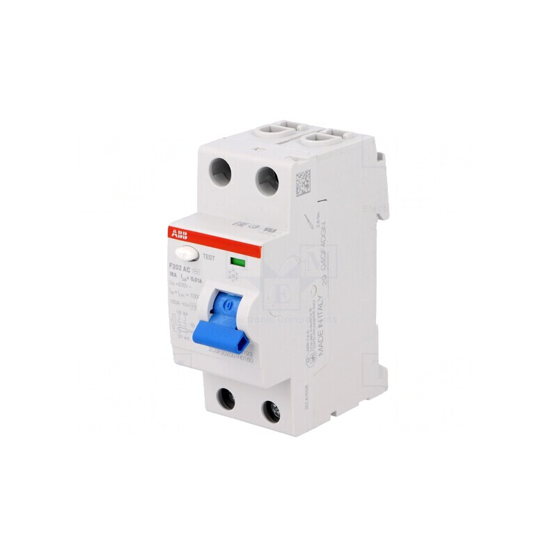 Întrerupător diferențial 16A 10mA 2P 400VAC | Electronic-mag.ro | Componente Electronice