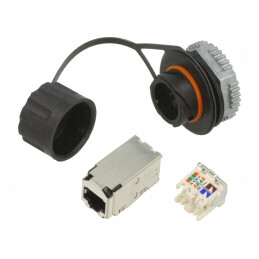 Soclu RJ45 Cat 6 Ecranat IP67 8p8c | Electronic-mag.ro | Componente Electronice
