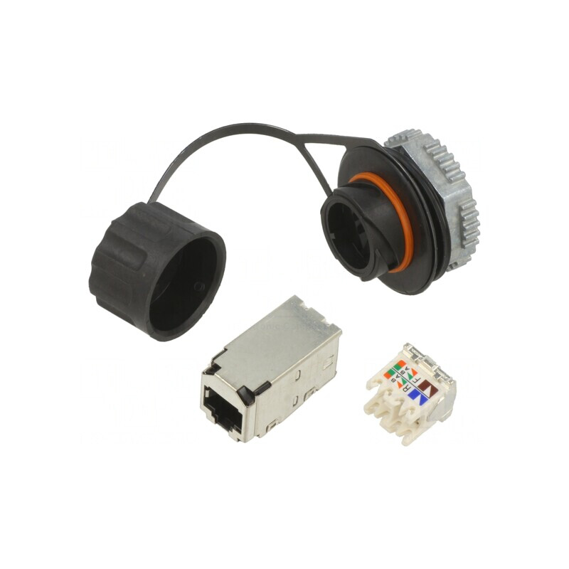 Soclu RJ45 Cat 6 Ecranat IP67 8p8c | Electronic-mag.ro | Componente Electronice