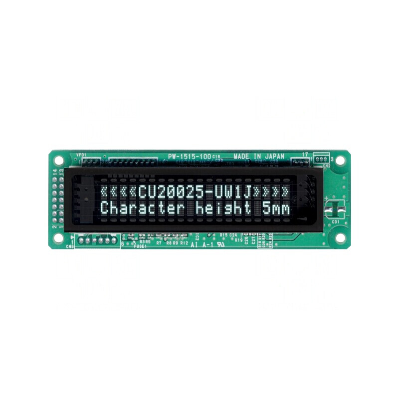Afișaj VFD Alfanumeric 20x2 4.7mm 350cd/m2 | Electronic-mag.ro | Componente Electronice