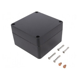 Carcasă universală aluminiu neagră 140x140x91mm | Electronic-mag.ro | Componente Electronice