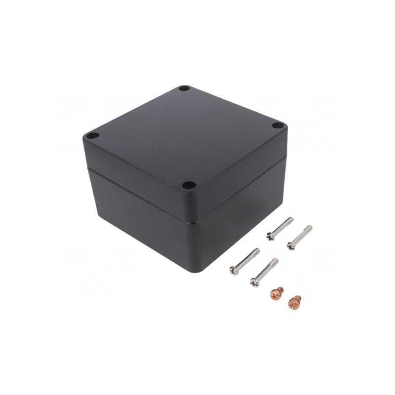 Carcasă universală aluminiu neagră 140x140x91mm | Electronic-mag.ro | Componente Electronice