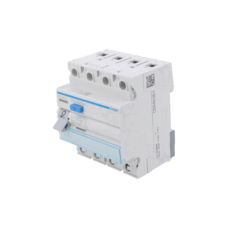 Întrerupător diferenţial 63A 30mA 3P+N IP20 | Electronic-mag.ro | Componente Electronice
