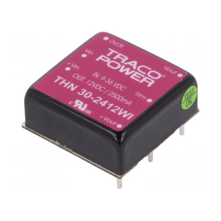 Convertor DC/DC 30W 9-36V la 12V 2500mA THN 30-2412WI | Electronic-mag.ro | Componente Electronice