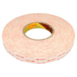 Bandă de fixare acrilică albă 19mm x 33m 600um | Electronic-mag.ro | Componente Electronice