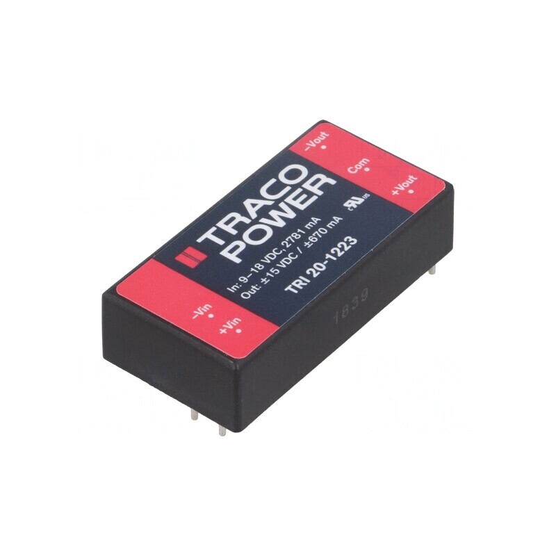 Convertor DC/DC 20W 9-18V la 15V/-15V TRI 20-1223 | Electronic-mag.ro | Componente Electronice