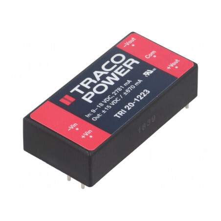 Convertor DC/DC 20W 9-18V la 15V/-15V TRI 20-1223 | Electronic-mag.ro | Componente Electronice