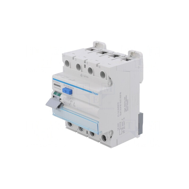 Întrerupător diferențial 63A 300mA 3P+N IP20 | Electronic-mag.ro | Componente Electronice