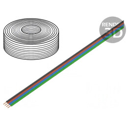 Cablu bandă litat Cu 4x0,25mm2 PVC 350V 100m