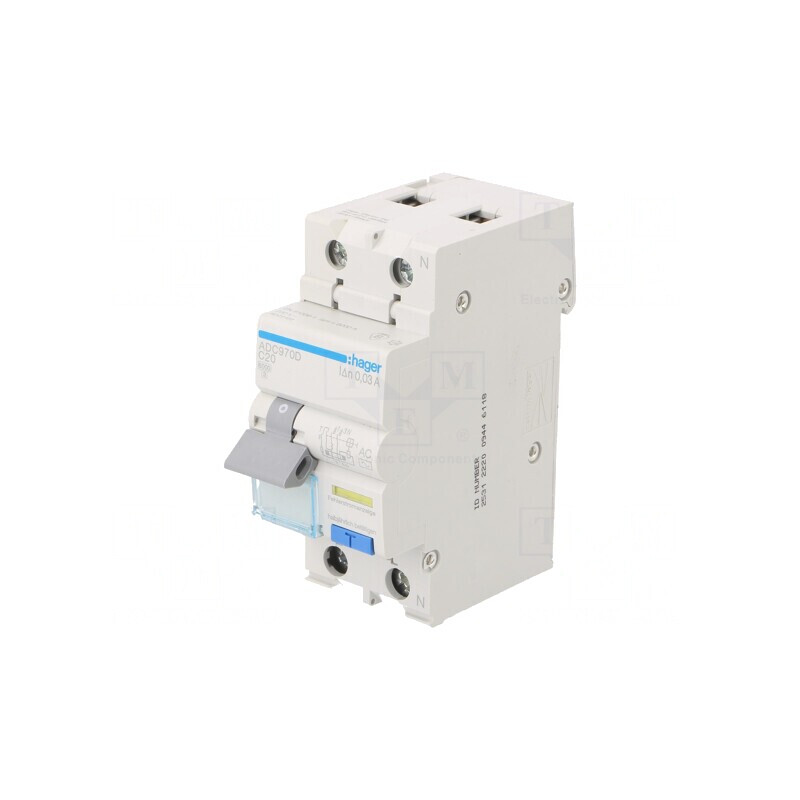 Întrerupător RCBO 20A 30mA 1P+N 240V IP20 | Electronic-mag.ro | Componente Electronice