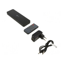 Switch HDMI 2.0 HDCP 2.2 Negru cu 4 Intrări HDMI și Intrare DC | Electronic-mag.ro | Componente Electronice