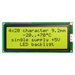 Afișaj LCD Alfanumeric 20x4 Galben-Verde LED STN Positive | Electronic-mag.ro | Componente Electronice