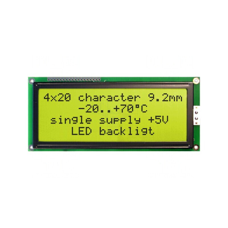 Afișaj LCD Alfanumeric 20x4 Galben-Verde LED STN Positive | Electronic-mag.ro | Componente Electronice