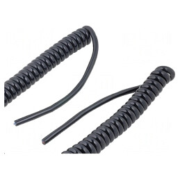 Cablu spiralat negru 2m 8m 2x0,75mm2 PUR | Electronic-mag.ro | Componente Electronice