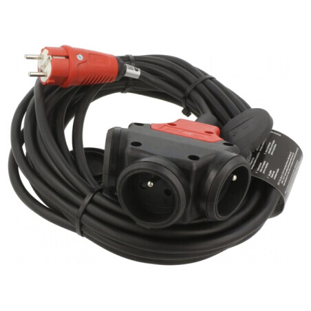 Prelungitor alimentare 10m 3 prize negru 16A | Electronic-mag.ro | Componente Electronice