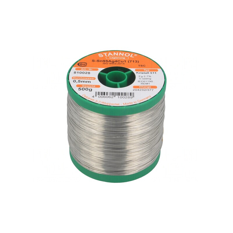 Sârmă de Lipit fără Plumb Sn95,5Ag3,8Cu0,7 500um 0,5kg | Electronic-mag.ro | Componente Electronice