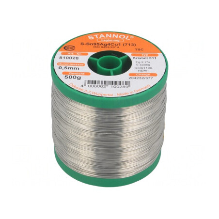 Sârmă de Lipit fără Plumb Sn95,5Ag3,8Cu0,7 500um 0,5kg | Electronic-mag.ro | Componente Electronice