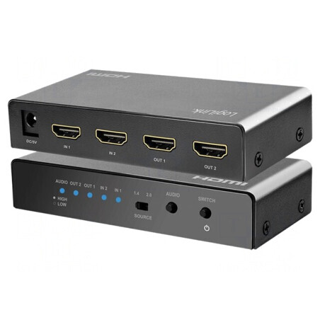 Switch HDMI 2.0 HDCP 2.2 Negru cu 2 Intrări HDMI | Electronic-mag.ro | Componente Electronice