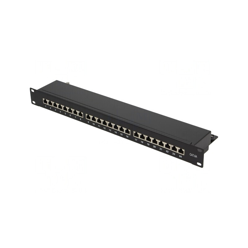 Patch Panel RJ45 Cat 6a 24 Porturi Negru 19" RACK | Electronic-mag.ro | Componente Electronice
