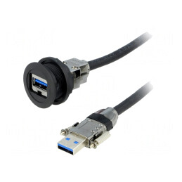 Soclu USB | 22mm | har-port | -25÷70°C | Ø22,3mm | IP20 | neagră | Lung: 3m | 09454521974