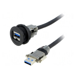 Soclu USB 22mm negru IP20 Lungime 3m