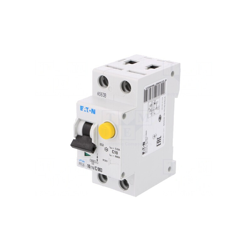 Întrerupător RCBO 10A 30mA 1P+N 230VAC IP20 | Electronic-mag.ro | Componente Electronice