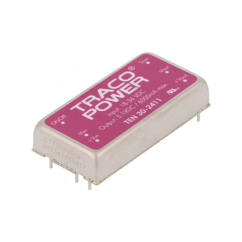 Convertor DC/DC 30W 18-36V la 5.1V 6A TEN 30-2411 | Electronic-mag.ro | Componente Electronice Convertor DC/DC 30W 18-36V la 5.1V 6A TEN 30-2411 | Electronic-mag.ro | Componente Electronice