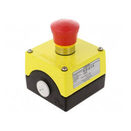 Casetă de comandă cu 1 buton cap ciupercă IP67 | Electronic-mag.ro | Componente Electronice