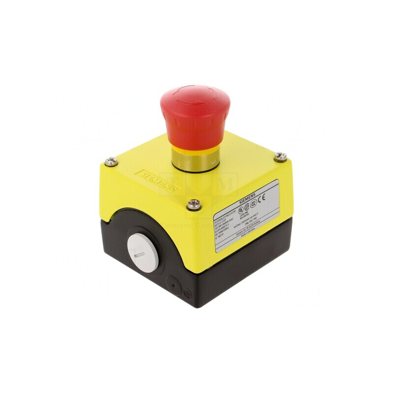 Casetă de comandă cu 1 buton cap ciupercă IP67 | Electronic-mag.ro | Componente Electronice