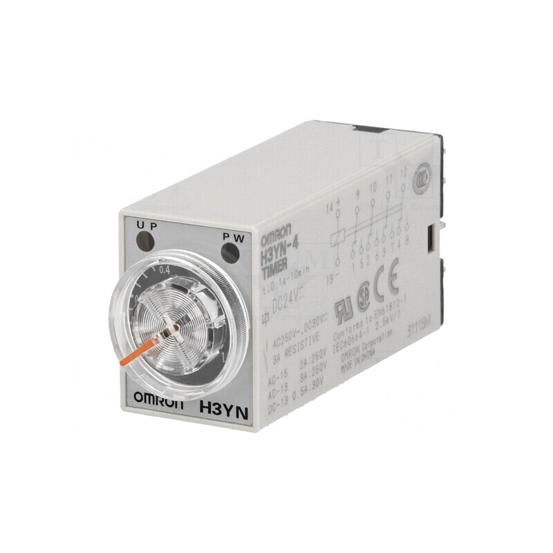 Timer 0,1s-10min 24VDC 4PDT 250VAC 3A H3YN-4 | Electronic-mag.ro | Componente Electronice