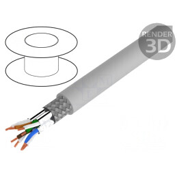 Cablu S/FTP Cat6 Cu 100m PVC Gri