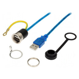 Cablu-adaptor USB A soclu la USB A mufă 1m USB 2.0 IP54 | Electronic-mag.ro | Componente Electronice