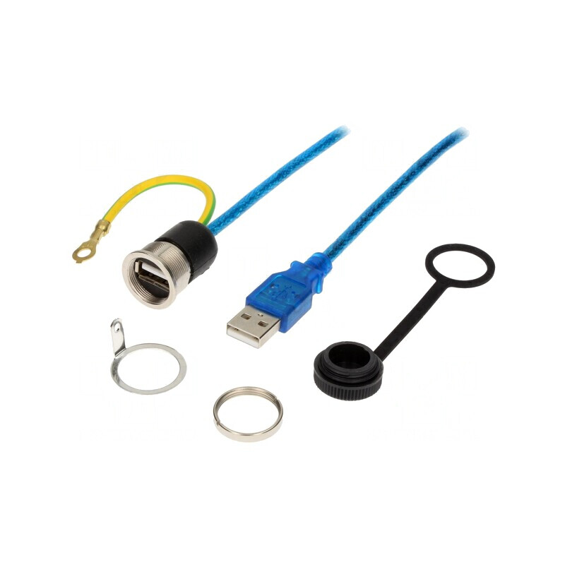 Cablu-adaptor USB A soclu la USB A mufă 1m USB 2.0 IP54 | Electronic-mag.ro | Componente Electronice