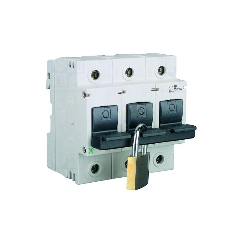 Întrerupător-separator 3 poli pentru șină DIN cu siguranță | Electronic-mag.ro | Componente Electronice